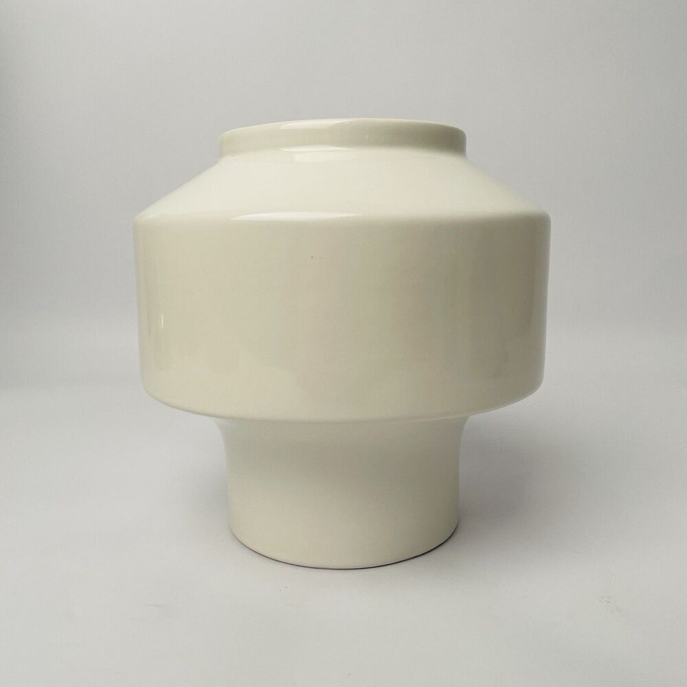 Uttermost Modern Pedestal Ceramic Vase Off White Glaze Model 18049 Urn Planter 7